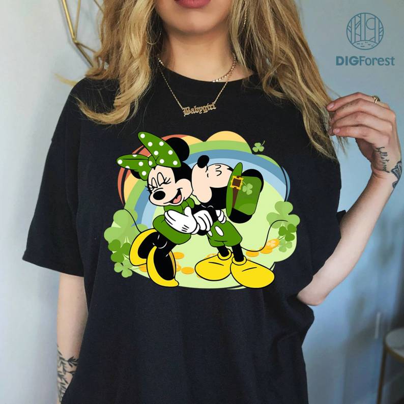Disney Mickey And Minnie Happy St Patricks Day Png | Mickey Minnie Irish Four Leaf Clover Shirt | Magic Kingdom WDW St Paddys Day Shirt | Digital Download Digforest.com