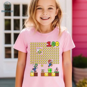 Mario 100 Days Of School PNG, Mario Game 100 Days Of School Shirt, Super Mario 100th Day Kindergarten Teacher, Teacher 100 Days Shirt
