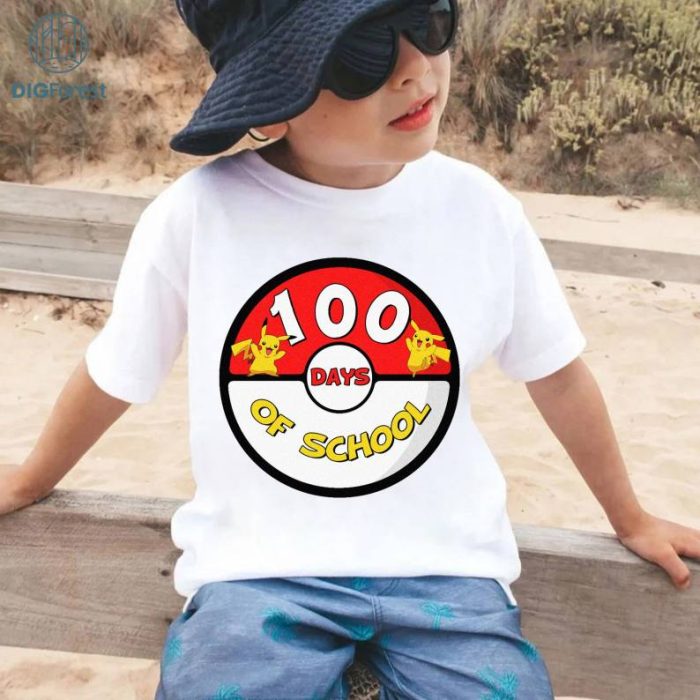 Pikachu 100th Day Of School PNG, Pokemon 100 Days Of School Shirt, Pikachu Shirt, Pokeball 100th Day Shirt Kindergarten Teacher