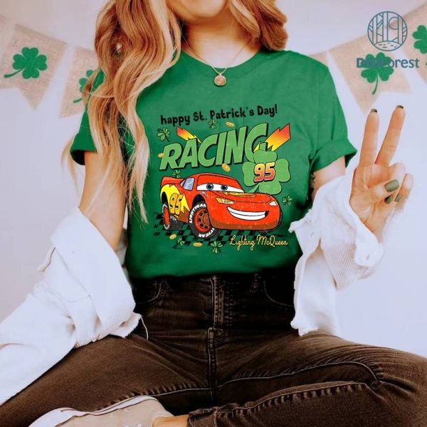 Disney Lightning Mcqueen 95 Racing Patricks Day Png | Disneyland Car Irish Four Leaf Clover Shirt | Magic Kingdom WDW St Paddys Day Shirt | Digital Download