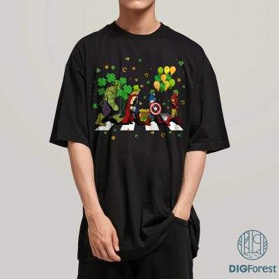 Avengers Walking Abbey Road St Patricks Day Shirt | Avengers Thor Iron Man Hulk Captain America Shirt | Marvel Avengers Paddys Day Shirt
