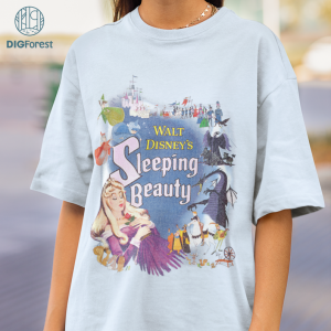 Disney Vintage Disney Inspired PNG: Classic Icons Movie Poster Shirt, Sleeping Beauty Aurora & Maleficent Retro Tee, Disney Family Matching Shirt
