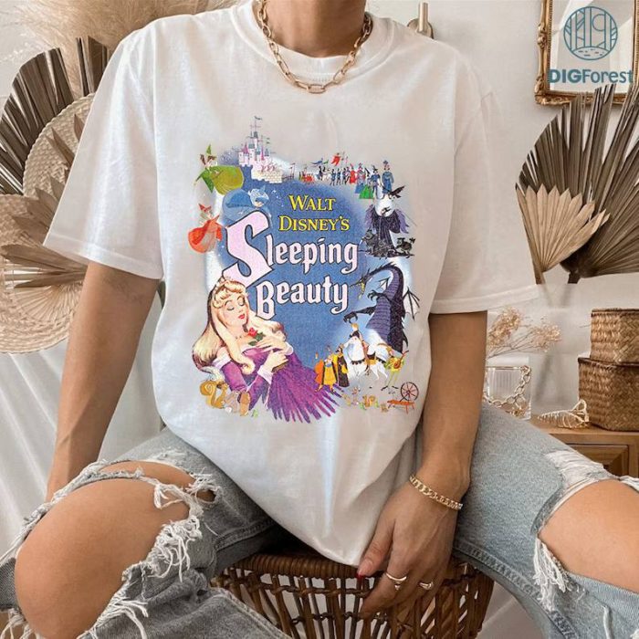 Disney Vintage Disney Inspired PNG: Classic Icons Movie Poster Shirt, Sleeping Beauty Aurora & Maleficent Retro Tee, Disney Family Matching Shirt