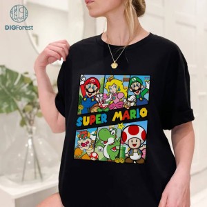 Super Mario Birthday Party PNG, Super Mario Characters Shirt, Mario Luigi Peach Bowser Toad, Super Mario Video Games Shirt