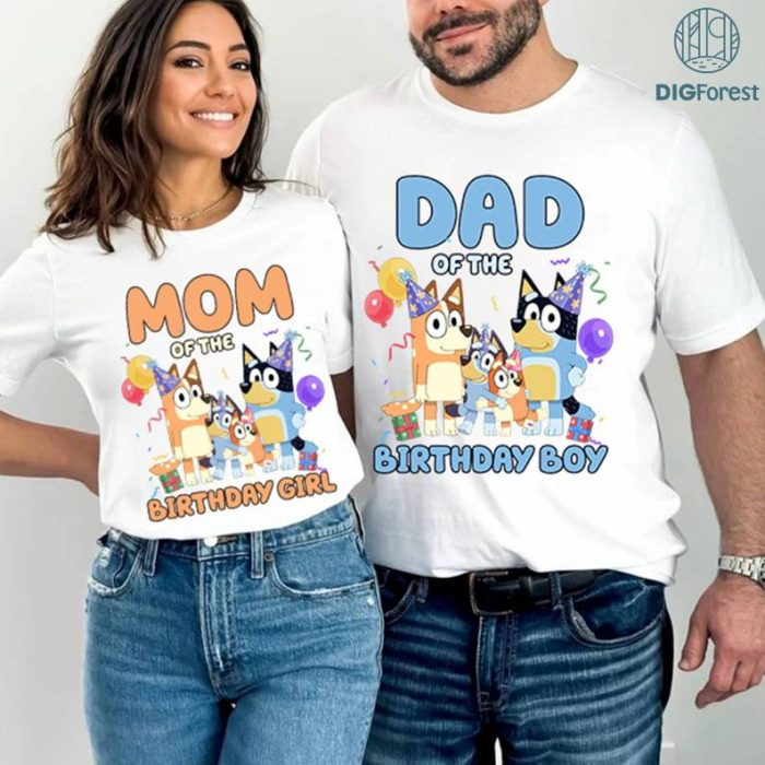 Bluey Birthday Bundle | Bluey And Bingo Kid PNG| Happy Birthday Bundle| Blue Dog Birthday Party Shirt, Bluey Party Gift Shirt