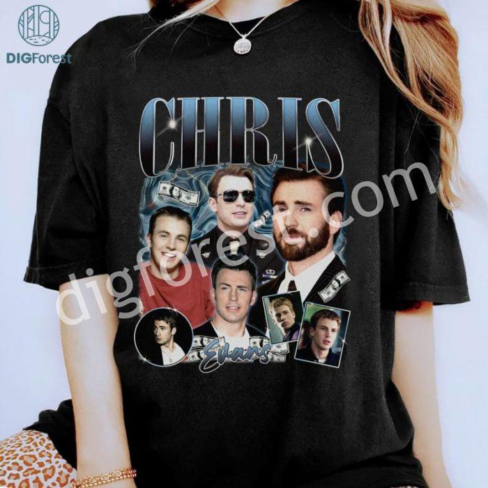 Chris Evans Vintage T Shirt, Chris Evans Homage TV PNG, Chris Evans Bootleg Rap Shirt, Graphic Tees For Women Trendy