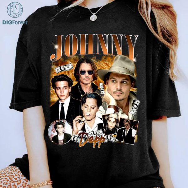 Johnny Depp Vintage T Shirt, Johnny Depp Homage TV PNG, Johnny Depp Bootleg Rap Shirt, Johnny Depp Fan Gift, Graphic Tees For Women Trendy
