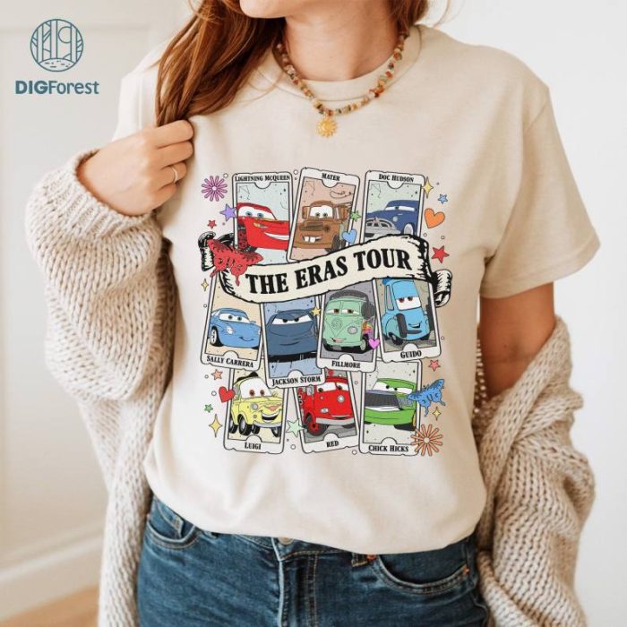 Disney Vintage Cars The Eras Tour Shirt | Cars Fan Movies Shirt | Cars Characters Tarot Cards Shirt | The Eras Tour Shirt | Lightning McQueen Shirt