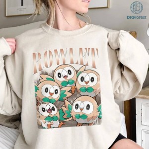 Vintage Rowlet Vintage 90s PNG| Anime Japanese Shirt | Grass Quill Shirt | Pkm Starter Sweatshirt | Pkm Fan Movie Lovers Shirt