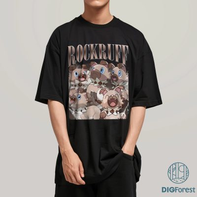 Rockruff Vintage 90s Shirt – Rock Type Puppy Pokémon Tee | Retro Pokémon Characters Sweatshirt for Rockruff Lovers