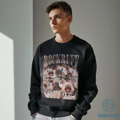 Rockruff Vintage 90s Shirt – Rock Type Puppy Pokémon Tee | Retro Pokémon Characters Sweatshirt for Rockruff Lovers