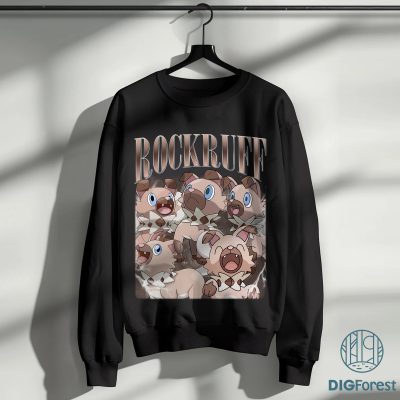 Rockruff Vintage 90s Shirt – Rock Type Puppy Pokémon Tee | Retro Pokémon Characters Sweatshirt for Rockruff Lovers