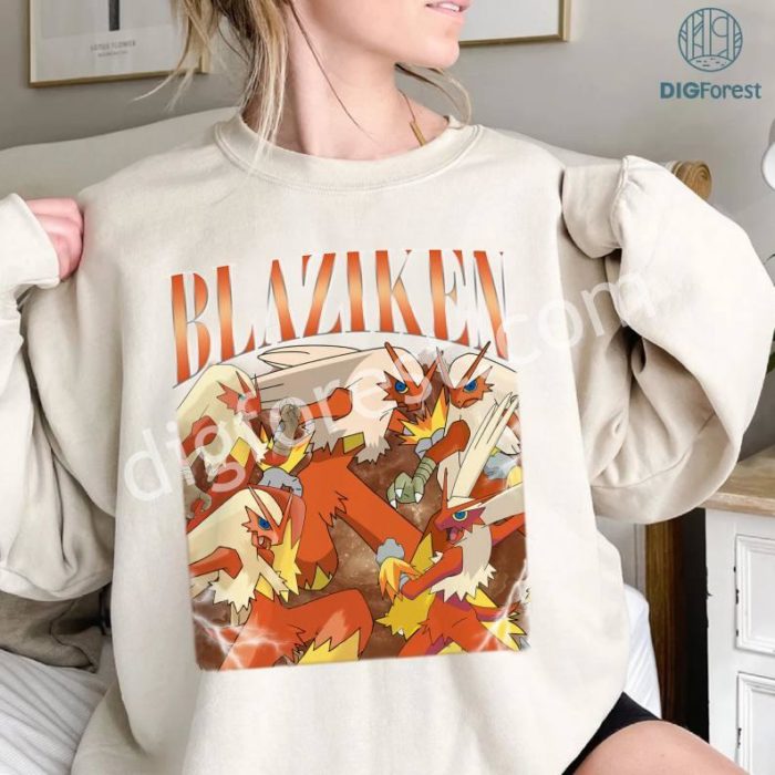 Blaziken Vintage 90s PNG | Fire Type Pkm Shirt | Blaze Pkm Sweatshirt | Blaziken Lovers Shirt | Pkm Characters Shirt | Family Shirt