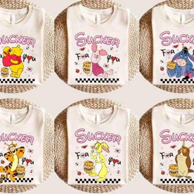 Disney Valentine’s Day Winnie the Pooh Bundle | Sucker For You Shirt | Pooh and Friends Valentine Shirt | Disneyland Couple Matching Shirts
