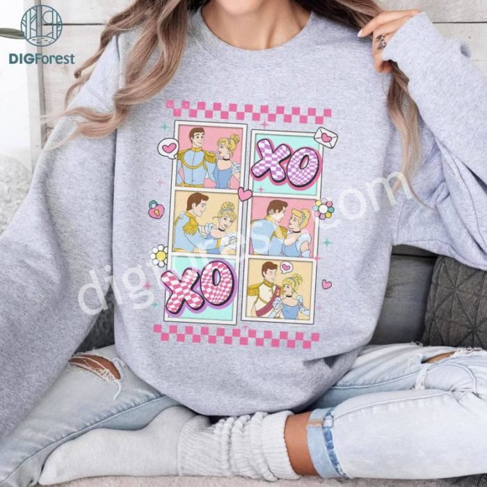 Disney Cinderella XoXo Valentine PNG, Be Mine Valentine Shirt, Retro Valentines Day Shirt, Disneyland Couple Matching Tee Couple Gift