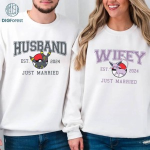 Umbreon And Espeon Bundle | Pokemon Husband And Wifey Shirt | Eevee Evolution Shirt | Pokeball Anime Couple Valentine's Shirt