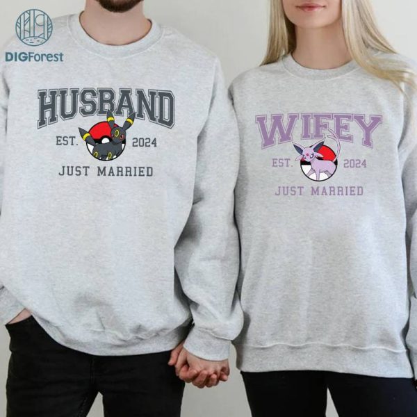 Umbreon And Espeon Bundle | Pokemon Husband And Wifey Shirt | Eevee Evolution Shirt | Pokeball Anime Couple Valentine's Shirt