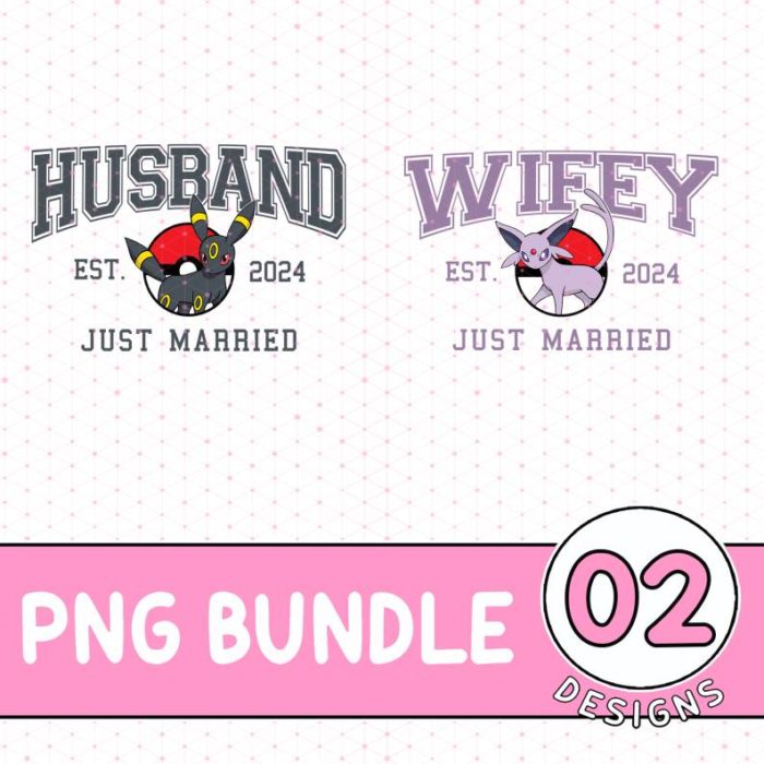 Umbreon And Espeon Bundle | Pokemon Husband And Wifey Shirt | Eevee Evolution Shirt | Pokeball Anime Couple Valentine's Shirt