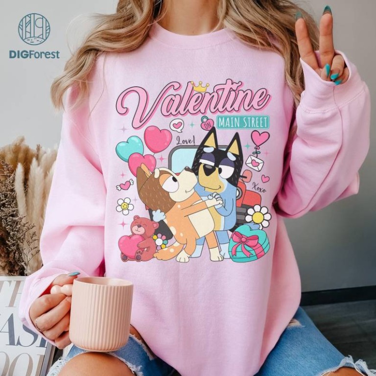 Bandit And Chilli Bluey Be Mine Valentine Png Bluey Mum Dad Shirt