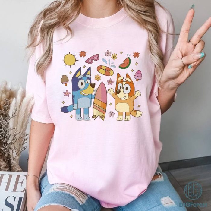 Bluey Summer Vibes PNG | Bluey Bingo Sweatshirt | Bluey Family Shirt | Blue Dog Birthday Shirt | Bluey Kids Shirt | Bluey Vacation Shirt