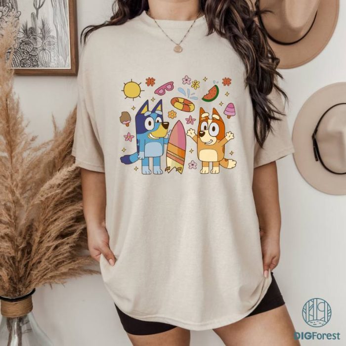 Bluey Summer Vibes PNG | Bluey Bingo Sweatshirt | Bluey Family Shirt | Blue Dog Birthday Shirt | Bluey Kids Shirt | Bluey Vacation Shirt