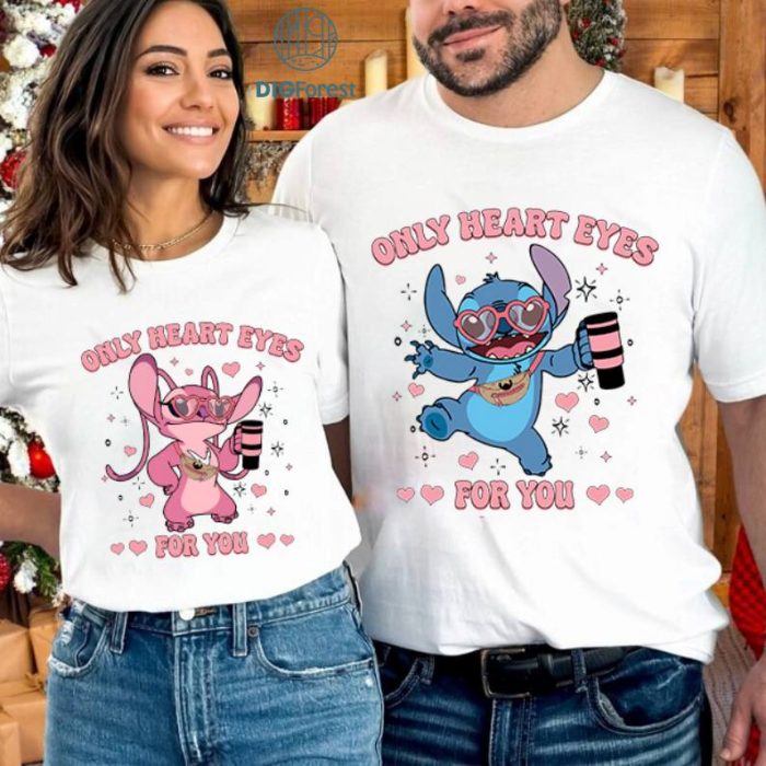 Disney Stitch Only Heart Eyes For You PNG, Valentine Bundle, Valentine Shirt, Couple Gift Valentines, Gift For Her, Gift For Him