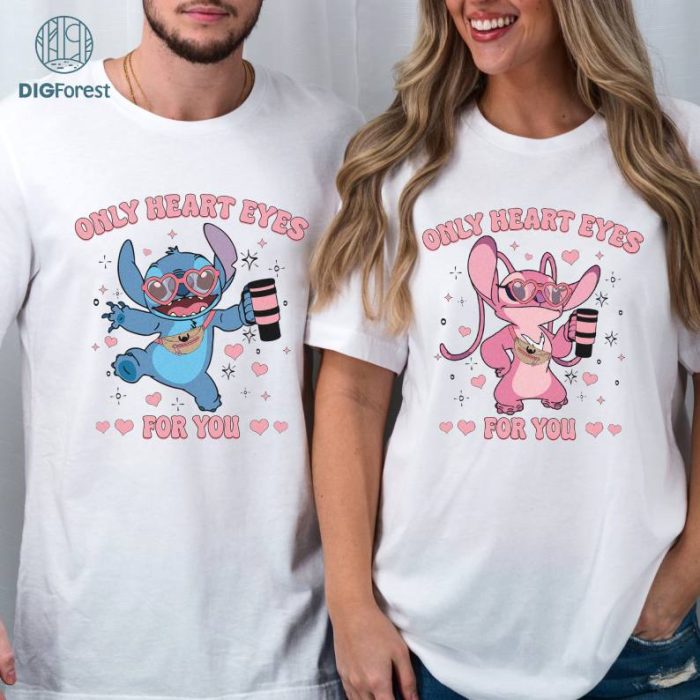 Disney Stitch Only Heart Eyes For You PNG, Valentine Bundle, Valentine Shirt, Couple Gift Valentines, Gift For Her, Gift For Him