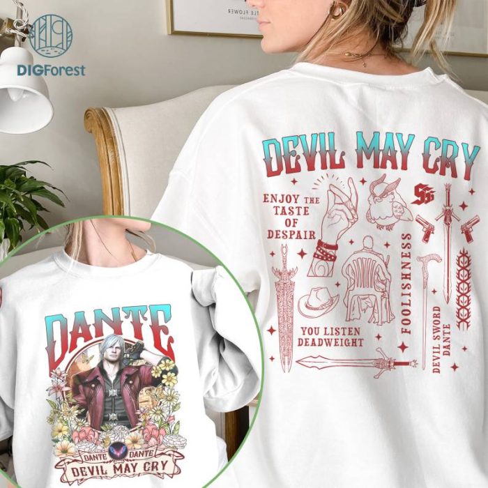 Dante Devil May Cry Vintage Png, Gift For Women and Man Unisex T-Shirt, Oversized Unisex Retro Tee For Men Women, Graphic Tee