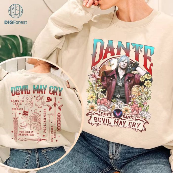 Dante Devil May Cry Vintage Png, Gift For Women and Man Unisex T-Shirt, Oversized Unisex Retro Tee For Men Women, Graphic Tee