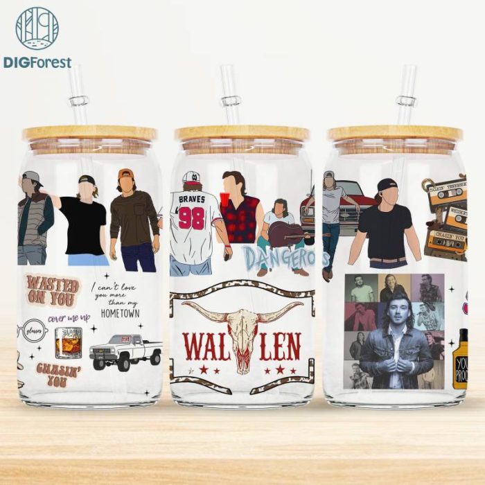 Wallen Shirt, Country Music Libbey Can Glass Wrap Png 16Oz | Wallen Png | Country Concert Perfect Libbey Glass | Country Western Graphic Png