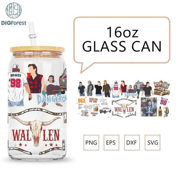Wallen Shirt, Country Music Libbey Can Glass Wrap Png 16Oz | Wallen Png | Country Concert Perfect Libbey Glass | Country Western Graphic Png