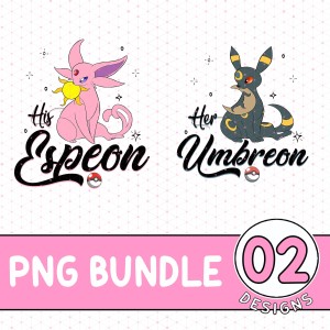 His Espeon Valentine PNG| Umbreon and Espeon Couple Bundle | PKM Couple Shirt | PKM Fan Lovers Sweatshirt | Valentine Gifts for Couples