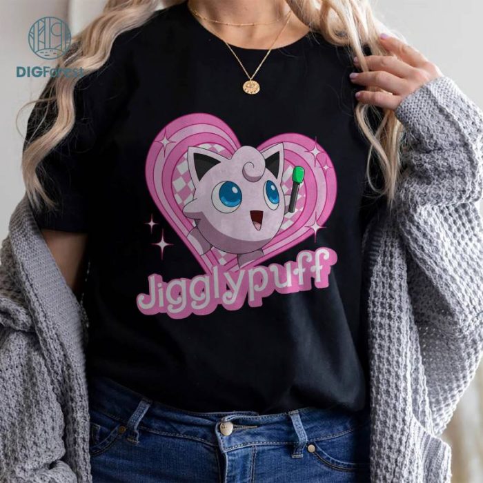 Jigglypuff Pink Doll Heart Sweatshirt, Pkm Jigglypuff PNG, Valentine Shirt Gifts, Jigglypuff Anime Shirt, Jigglypuff Video Games