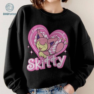 Skitty Pink Doll Heart Sweatshirt, Pkm Skitty PNG, Valentine Shirt Gifts, Skitty Anime Shirt, Mew Video Games