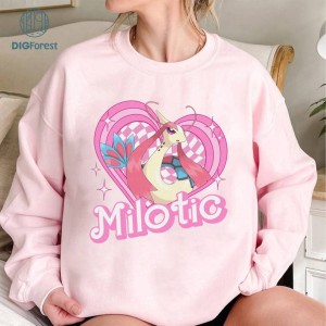 Milotic Pink Doll Heart Sweatshirt, Pkm Milotic PNG, Valentine Shirt Gifts, Milotic Anime Shirt, Milotic Video Games