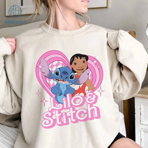 Disney Lilo And Stitch Pink Doll Heart Sweatshirt | Lilo And Stitch ...