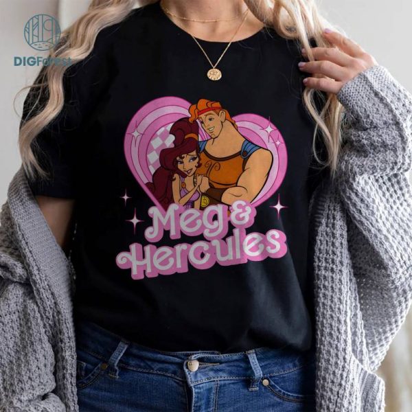 Disney Hercules And Megara Pink Doll Heart Sweatshirt | Hercules Megara Couple Shirt | Meg And Hercules Shirt | Disneyland Couple Shirt