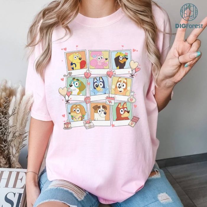 Blue Dog And Friends PNG| Bluey Happy Valentine Sweatshirt | Bluey Bingo Shirt | Bluey Kids | Heeler Family Shirt | Bluey Family Shirt