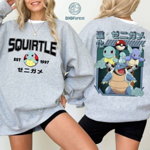 2-Sided Squirtle Wartortle PNG| Squirtle Blastoise Shirt | Eevee Evolution Shirt | Pokeball Anime Japanese Shirt | Birthday Gift