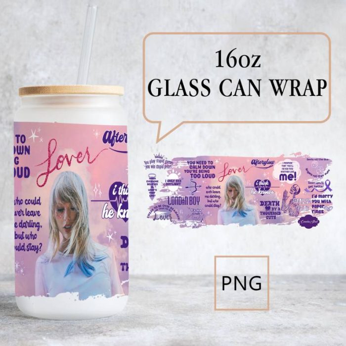 The Eras Tour 2023 16oz,  Libbey Glass Can Wrap Design, Swiftie 16oz Glass Can Wrap Png, Tumbler Wrap Design Png, Taylor, Eras Tour Png