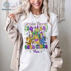 Disney The Pooh and Friends Mardi Gras Let The Good Times Roll Png | WDW Disneyland Family Fat Tuesday New Orleans Shirt | Fleur De Lis Shirt