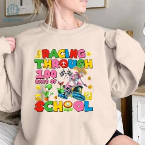 Racing Through 100 Days Of School Shirt| File Download | Back To School | Princess Peach Lovers PNG