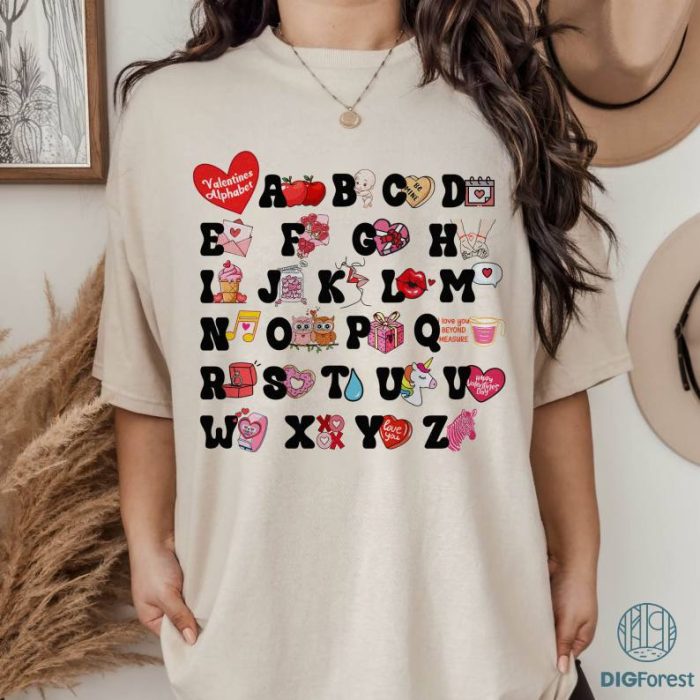 Teacher Valentine Sweatshirt, Teacher Valentines Alphabet PNG, Valentines Day Shirt For Teachers, Teacher Valentine's Day, Teacher Gift