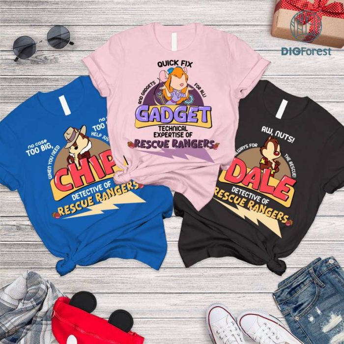 Disney Chip & Dale Bundle, Rescue Rangers Team PNG, Rescue Rangers Character Bundle, Disneyland Family Matching shirt, Chip, Dale and Gadget Shirt