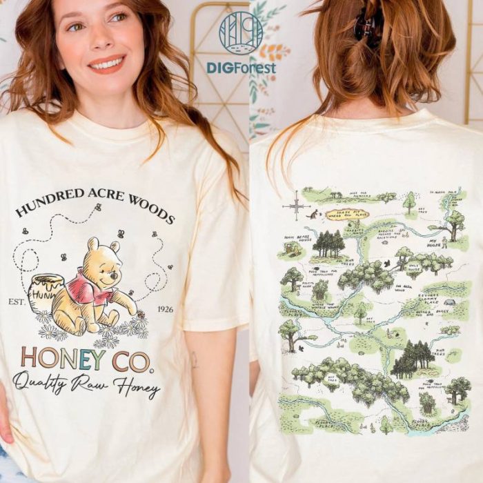 Disney Winnie the Pooh Hooney Co Hundred Acre Wood Map Retro Shirt, Disneyland Pooh Est 1926 Shirt, Disneyland Magic Kingdom Trip Shirt