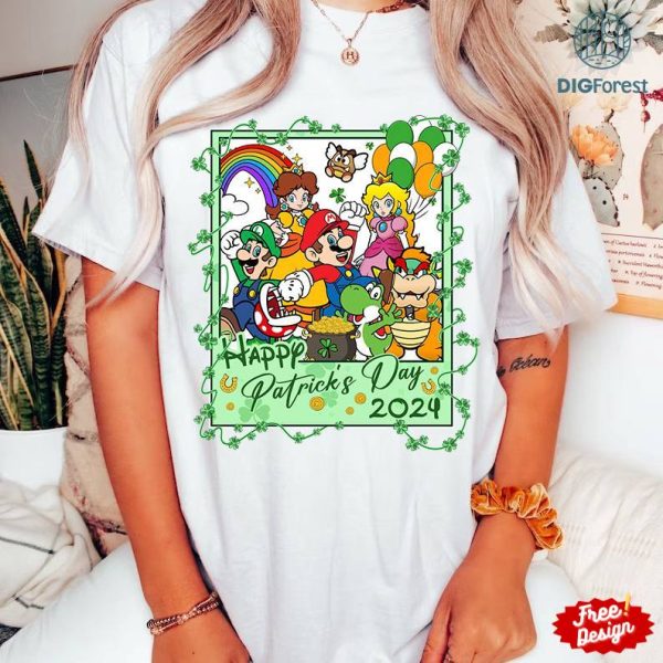 Super Mario St Patrick's Day PNG | Happy St Patricks Day T-Shirt | Super Mario Friends T-Shirt | Disneyland T-Shirt | St. Patrick's Day