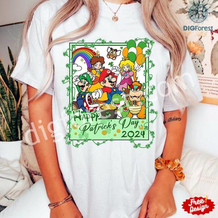 Super Mario St Patrick's Day PNG | Happy St Patricks Day T-Shirt | Super Mario Friends T-Shirt | Disneyland T-Shirt | St. Patrick's Day