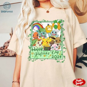 Pikachu Friends St Patrick's Day PNG | Happy St Patricks Day T-Shirt | Pikachu Chracters T-Shirt | Disneyland T-Shirt | St Patrick's Day