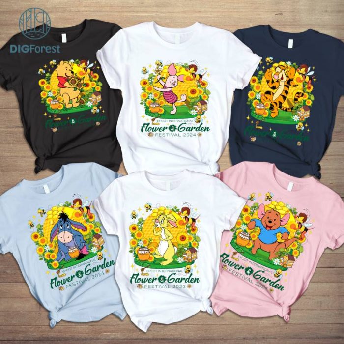 Disney Winnie of the Pooh Epcot Festival Bundle| Epcot Princess PNG | Epcot Flower and Garden Shirt | Let The Magic Blossom Figment Floral Shirt