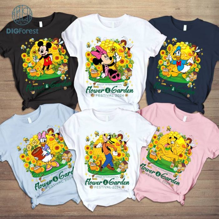 Disney Mickey and friends Epcot Festival Shirt | Epcot Princess Shirt | Epcot Flower and Garden Shirt | Let The Magic Blossom Figment Floral Shirt